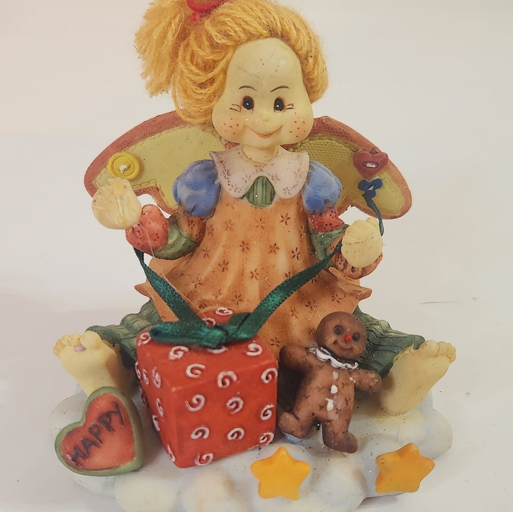 Vintage Home Trend Figurine Angel with Red Yarn Hair